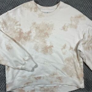 Hollister Sweatshirt Womens‎ Medium White Pullover Cropped Tie Dye Long Sleeves